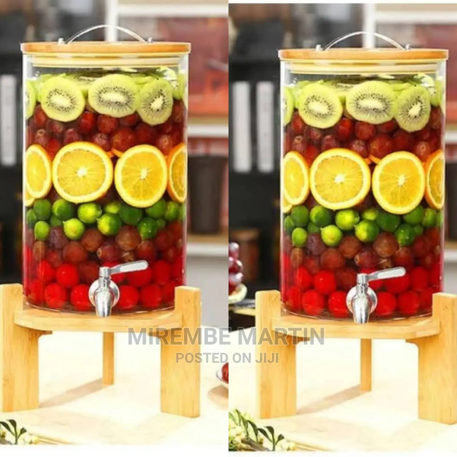 Glass Wine Dispenser With Wooden Stand
