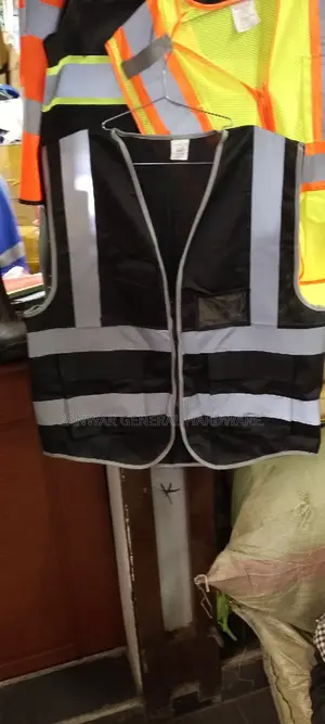 Black,Zip & Pockets Reflector Jackets