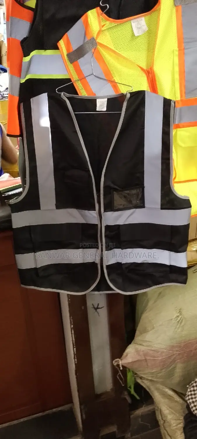 Black,Zip & Pockets Reflector Jackets
