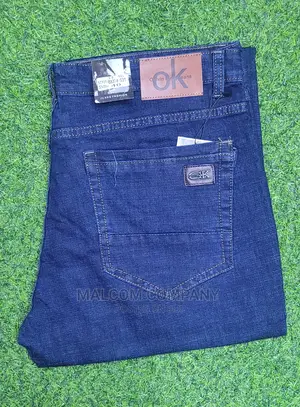 Men Plain Blue Jeans.