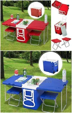 Portable Cooler Ice Box With Table 2 Chairs