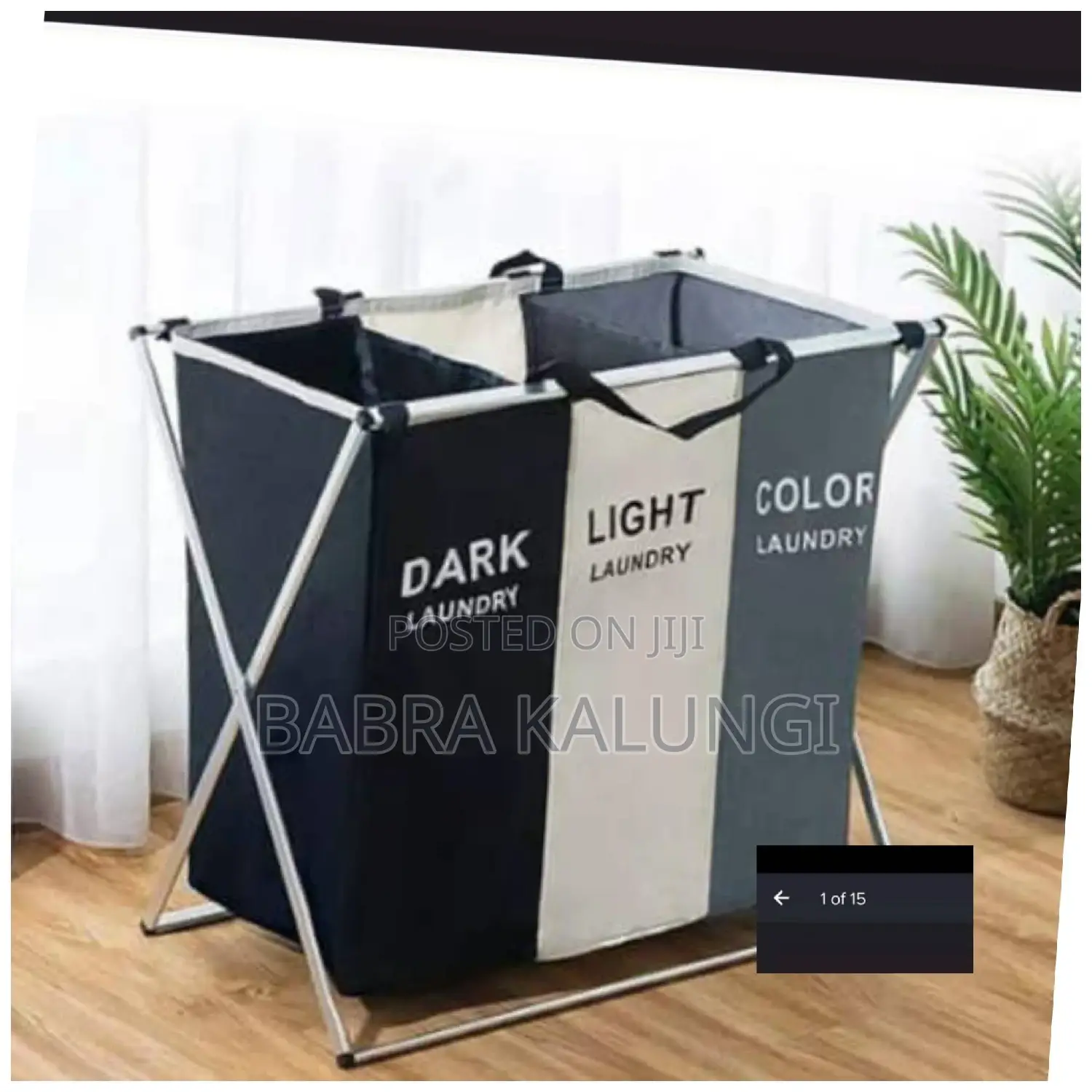 3 Grid Foldable Laundry Cloth Sorter Basket