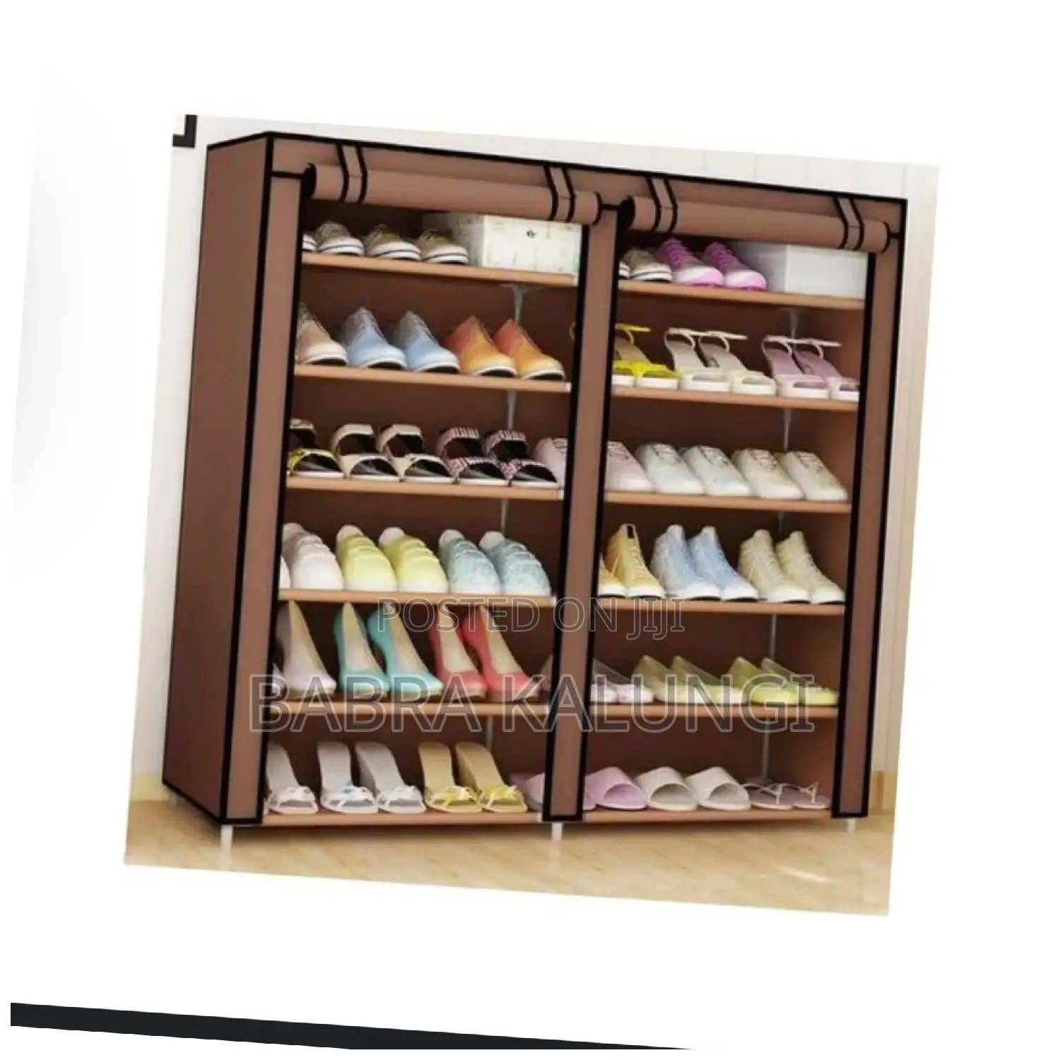 Brown Double Column Shoe Rack
