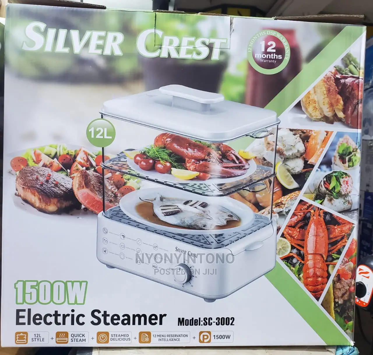 Silver Crest Electric Steamer 12 Liters for Healthy Meals