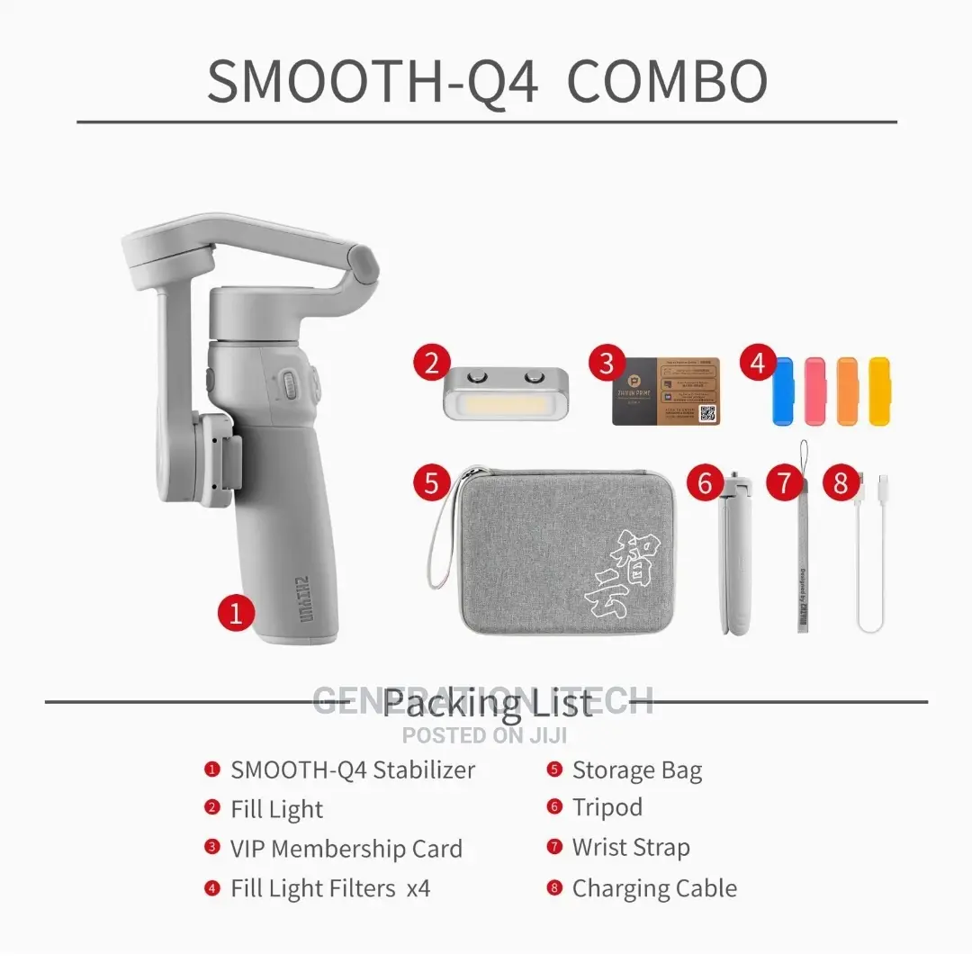Smooth Q4 Gimbal Stabilizer for All Phones With Light