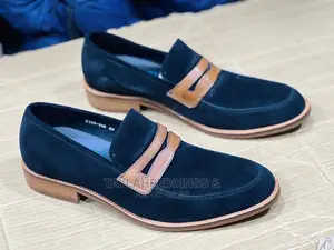 Blue Suede Loafers Rubber Sole