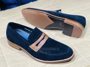 Blue Suede Loafers Rubber Sole