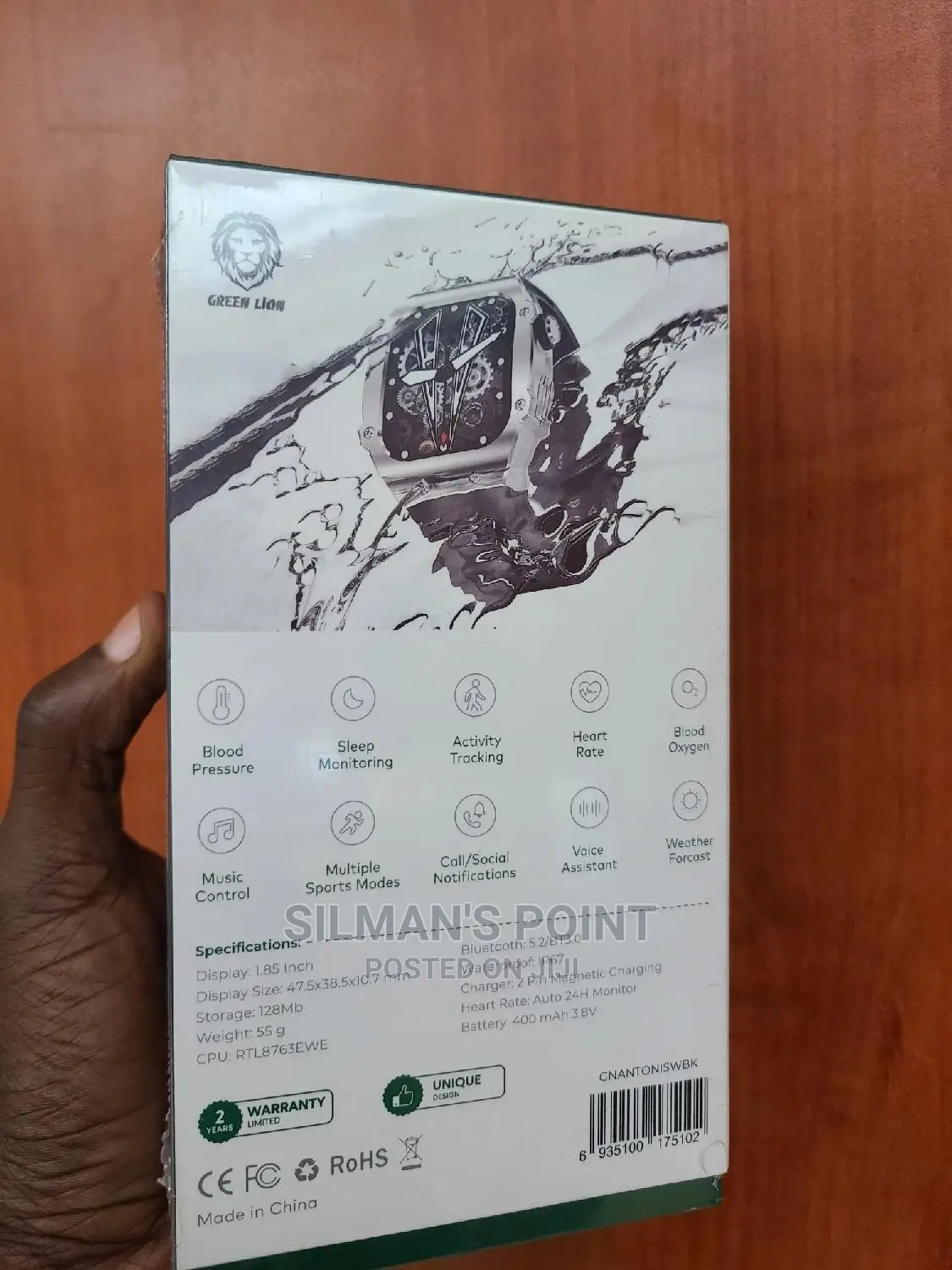 Green Lion Antonio James Smart Watch Black