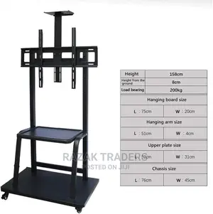 Rolling TV Stand Trolley Movable Heavy Duty Mount Up 32-75