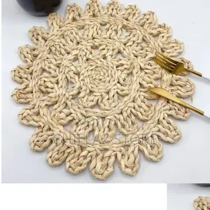 Natural Braided Round Wooden Table Placemats.