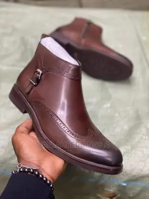 Men's Flat Leather High-Top Boots Pull on Shoes Ankle Boots