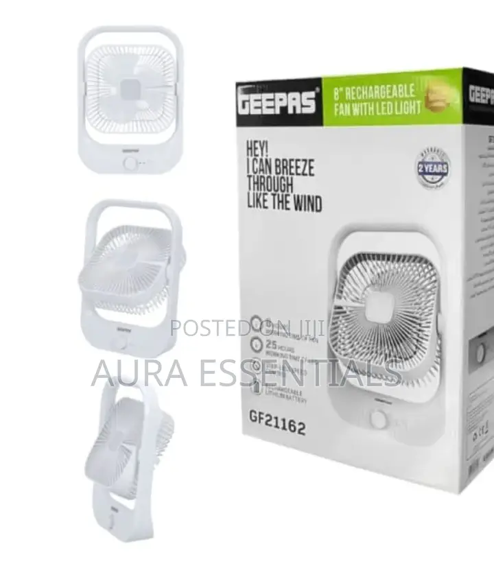 Geepas 8" Rechargeable Fan With Led Light - GF21162