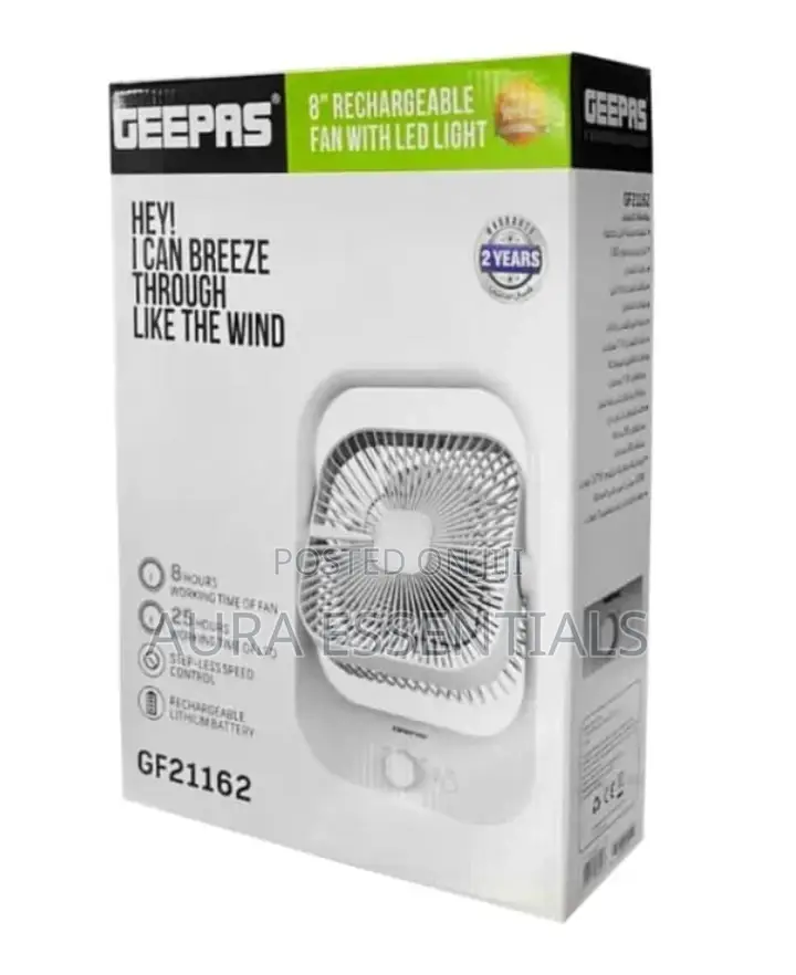 Geepas 8" Rechargeable Fan With Led Light - GF21162