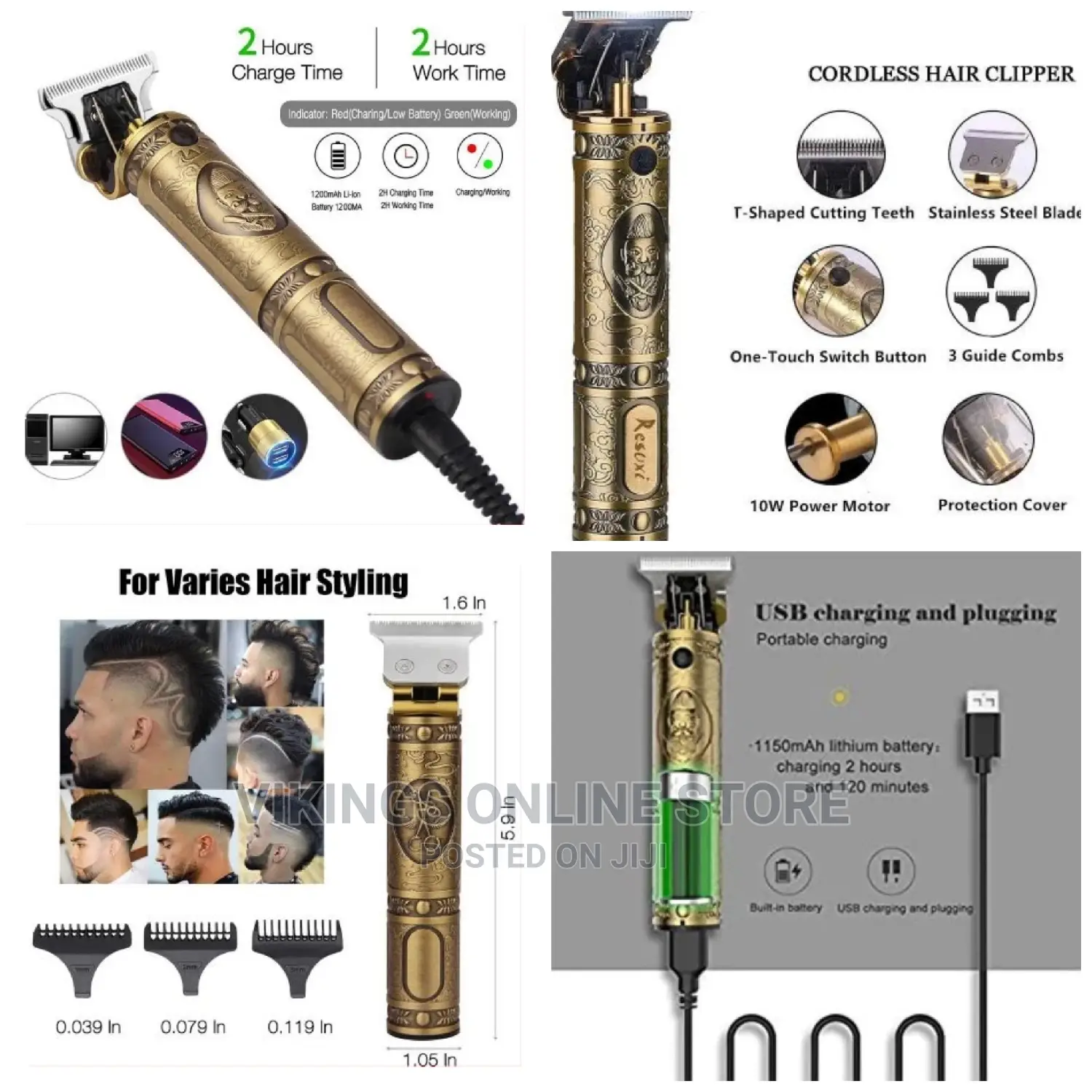 Rechargeable Cordless Cutting T-Blade Trimmer Kit-