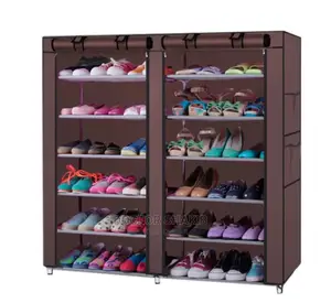 6-Row 2-Line Non-Woven Fabric Shoe Rack