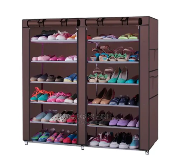 6-Row 2-Line Non-Woven Fabric Shoe Rack