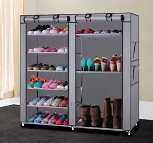 6-Row 2-Line Non-Woven Fabric Shoe Rack