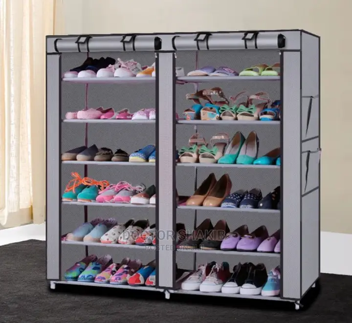 6-Row 2-Line Non-Woven Fabric Shoe Rack