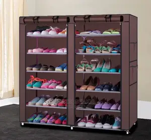 6-Row 2-Line Non-Woven Fabric Shoe Rack