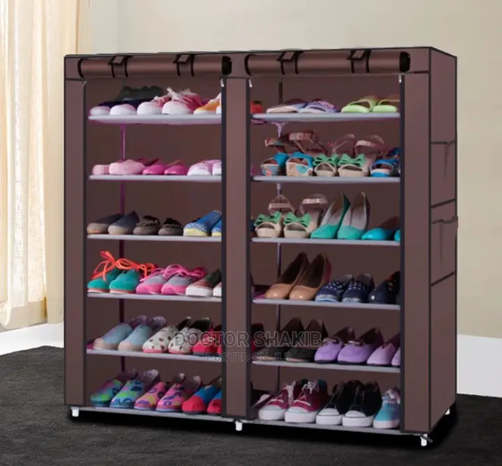 6-Row 2-Line Non-Woven Fabric Shoe Rack
