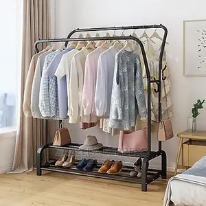Garment Rack Free Standing Cloth Hanger With Double Rods