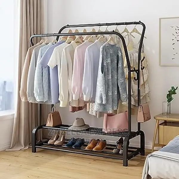 Garment Rack Free Standing Cloth Hanger With Double Rods