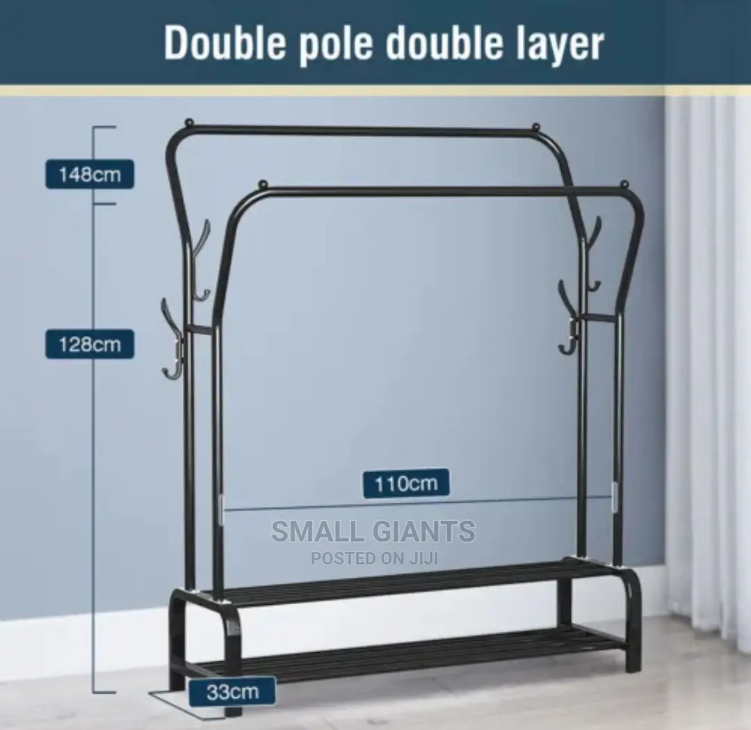 Double Clothes Rail Hanging Rack Garment Display Stand