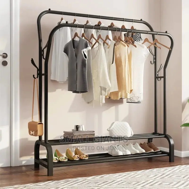 Double Clothes Rail Hanging Rack Garment Display Stand