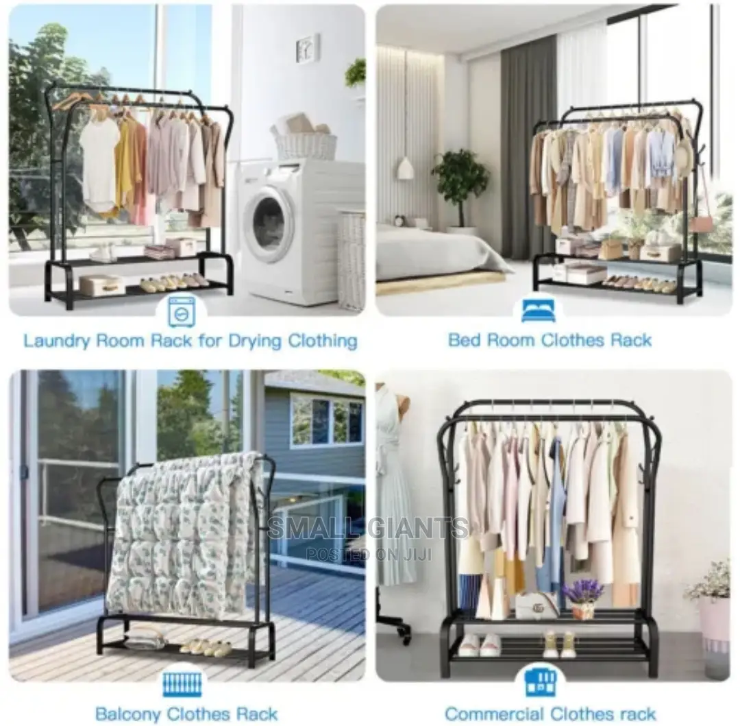 Double Clothes Rail Hanging Rack Garment Display Stand