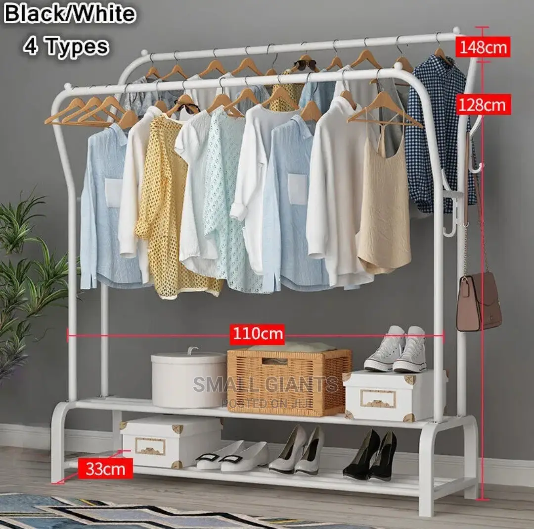 Double Clothes Rail Hanging Rack Garment Display Stand