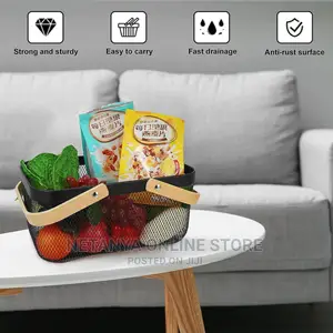 Metal Mesh Steel Basket With Handle