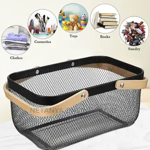 Metal Mesh Steel Basket With Handle