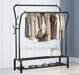 Clothing Garment Rack With Bottom Shelf