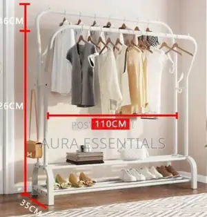 Clothing Garment Rack With Bottom Shelf
