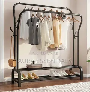 Clothing Garment Rack With Bottom Shelf