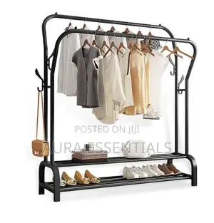 Clothing Garment Rack With Bottom Shelf