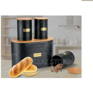 3pcs Black Tea , Coffee Canister With Bread Bin
