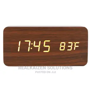 Wooden Digital Alarm Decor Clock With Temperature Display