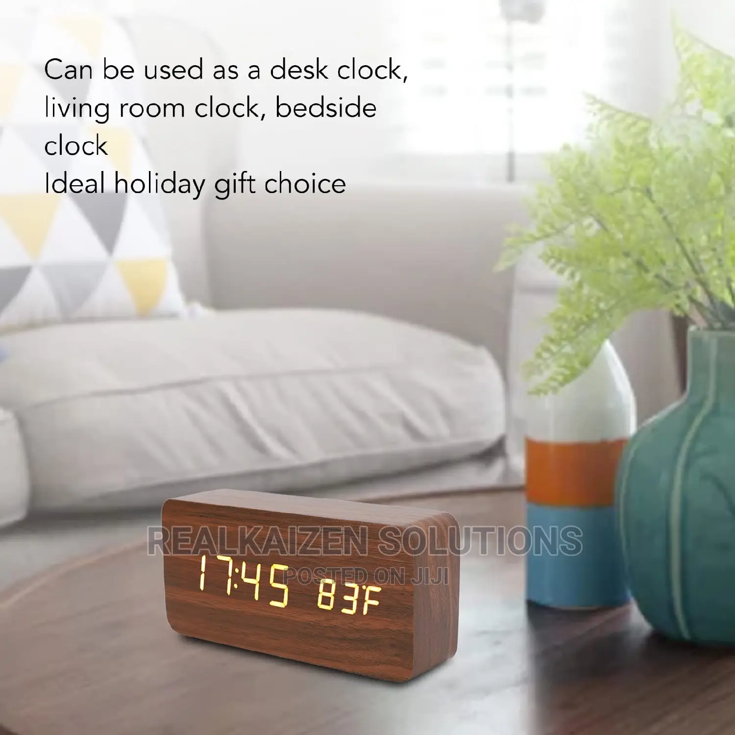 Wooden Digital Alarm Decor Clock With Temperature Display