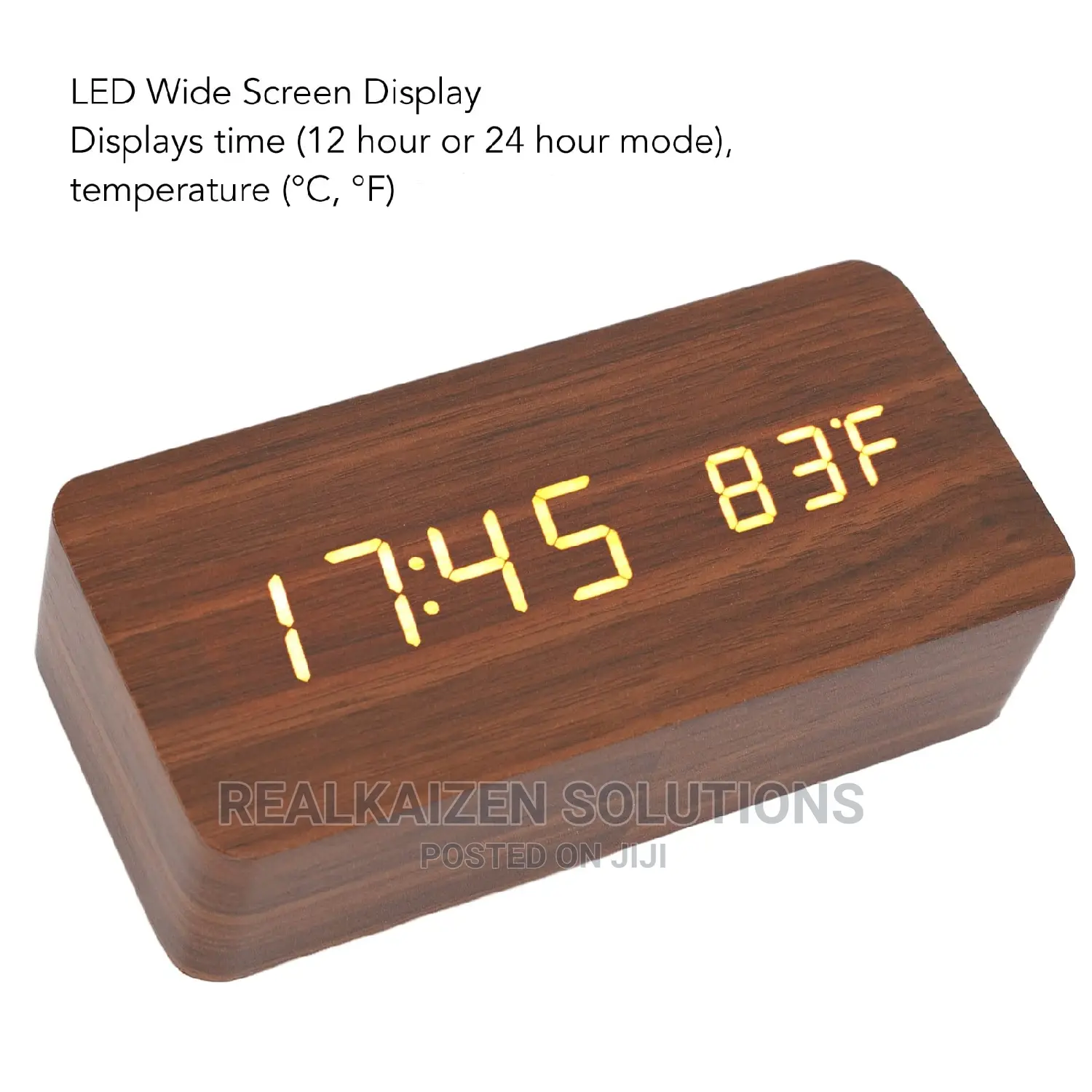 Wooden Digital Alarm Decor Clock With Temperature Display