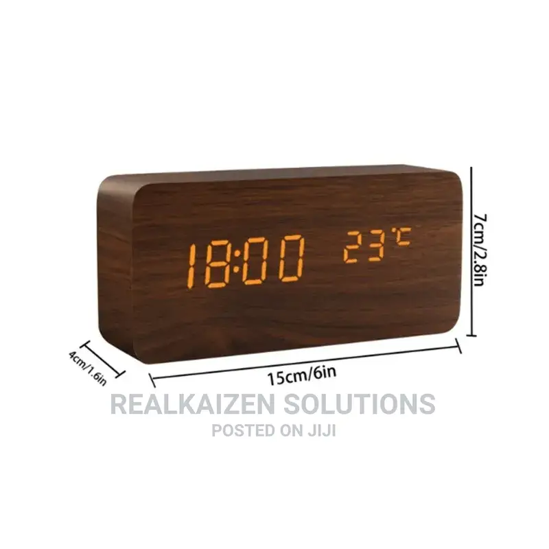 Wooden Digital Alarm Decor Clock With Temperature Display