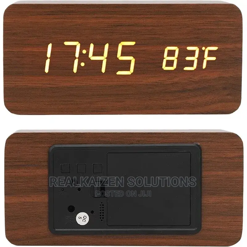 Wooden Digital Alarm Decor Clock With Temperature Display