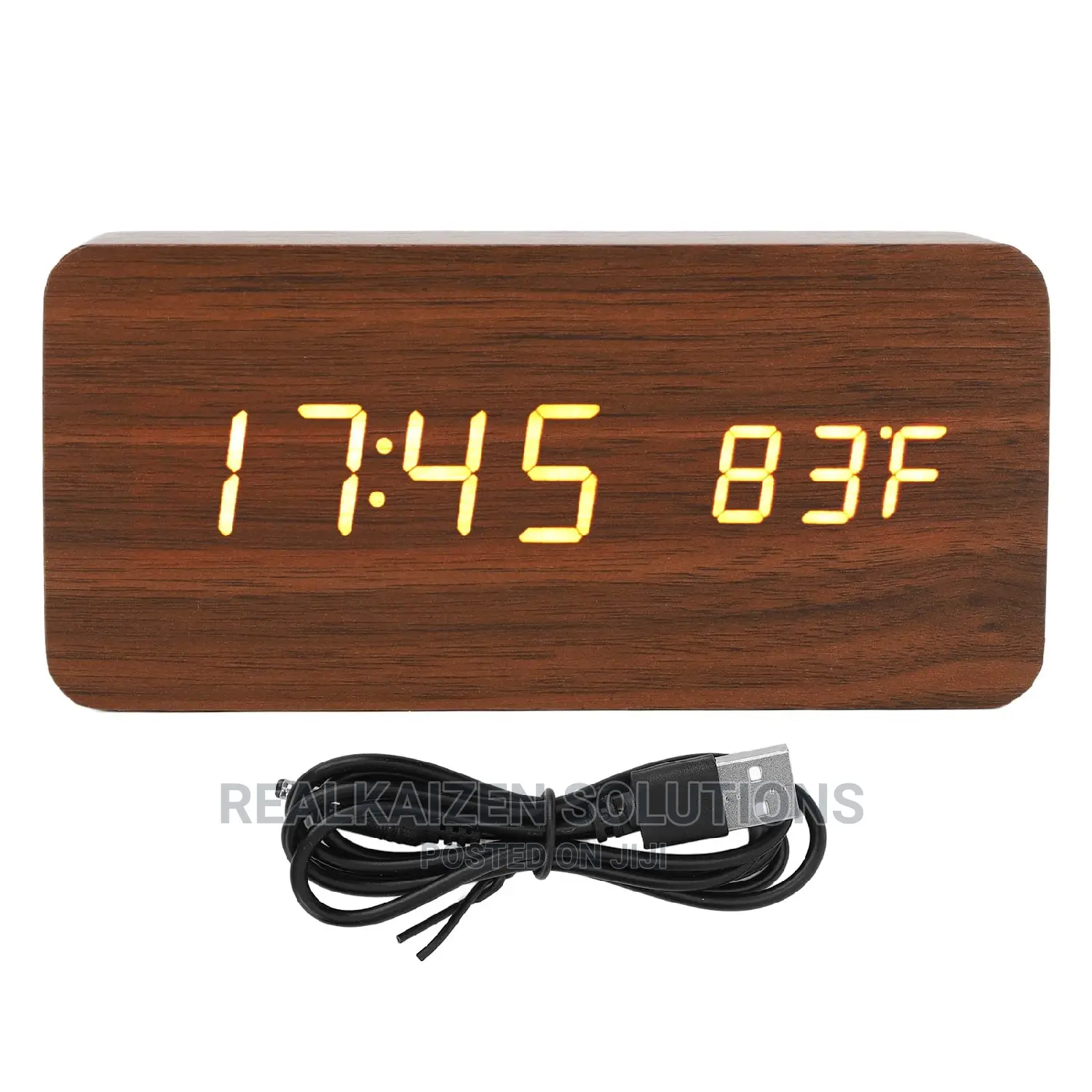 Wooden Digital Alarm Decor Clock With Temperature Display