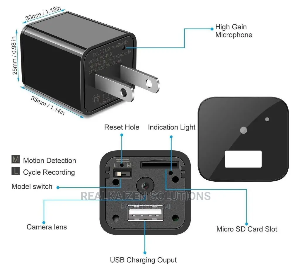 Mini Wifi 1080P Security SD Card Spy Charger Camera