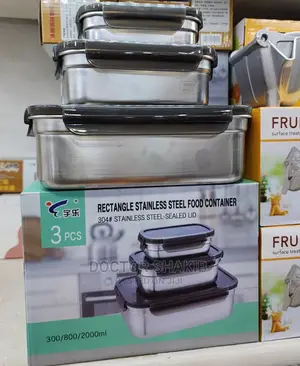 3pcs Rectangular Stainless Steel Food Container