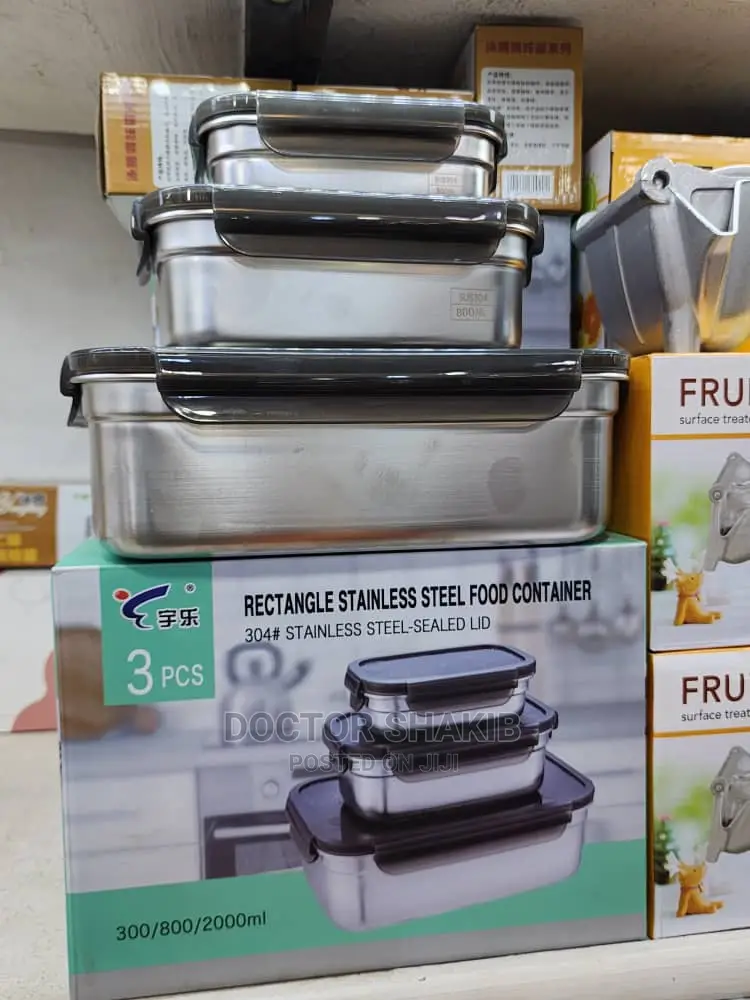3pcs Rectangular Stainless Steel Food Container