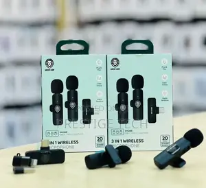 Green Lion 3in1 Wireless Microphone (20 Meters) for Vlogging