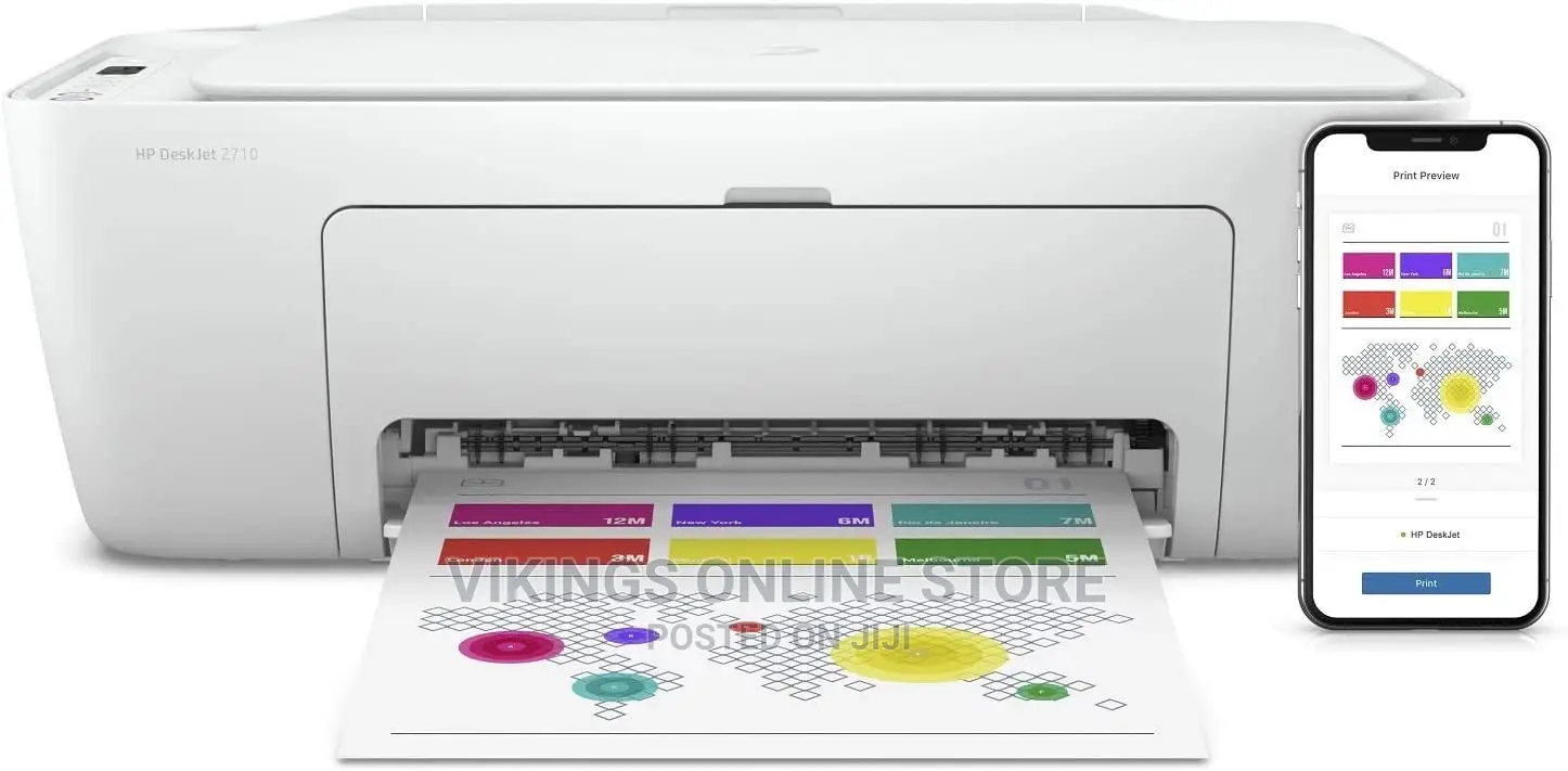HP Deskjet 2710 Printer, All-in-One Colour Printer