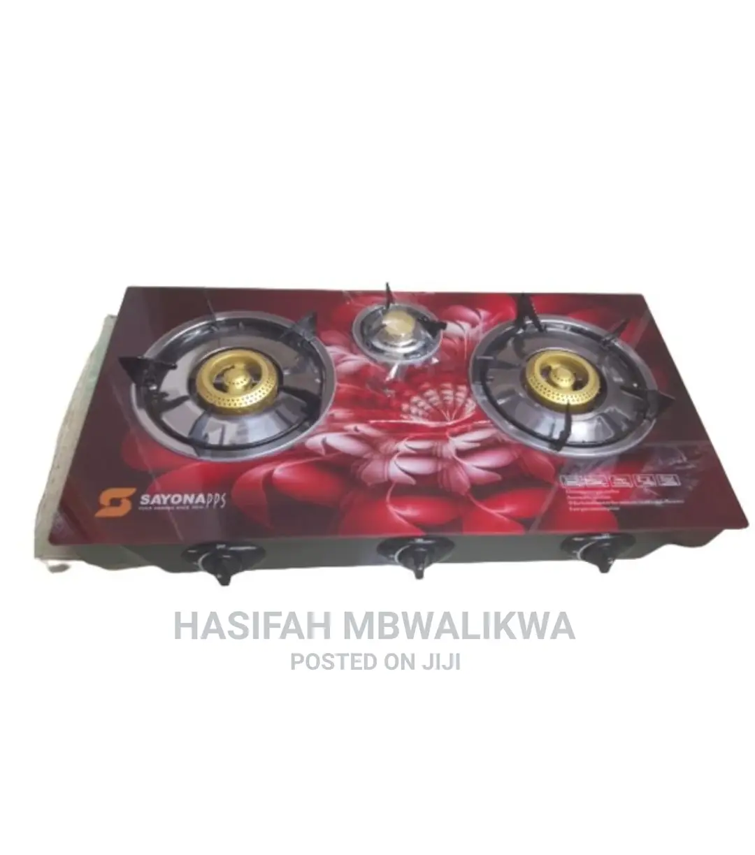 Sayona Glass Top 3 Gas Cooker- Automatic Ignition