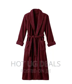 Cotton No Hood Bathrobe - Maroon